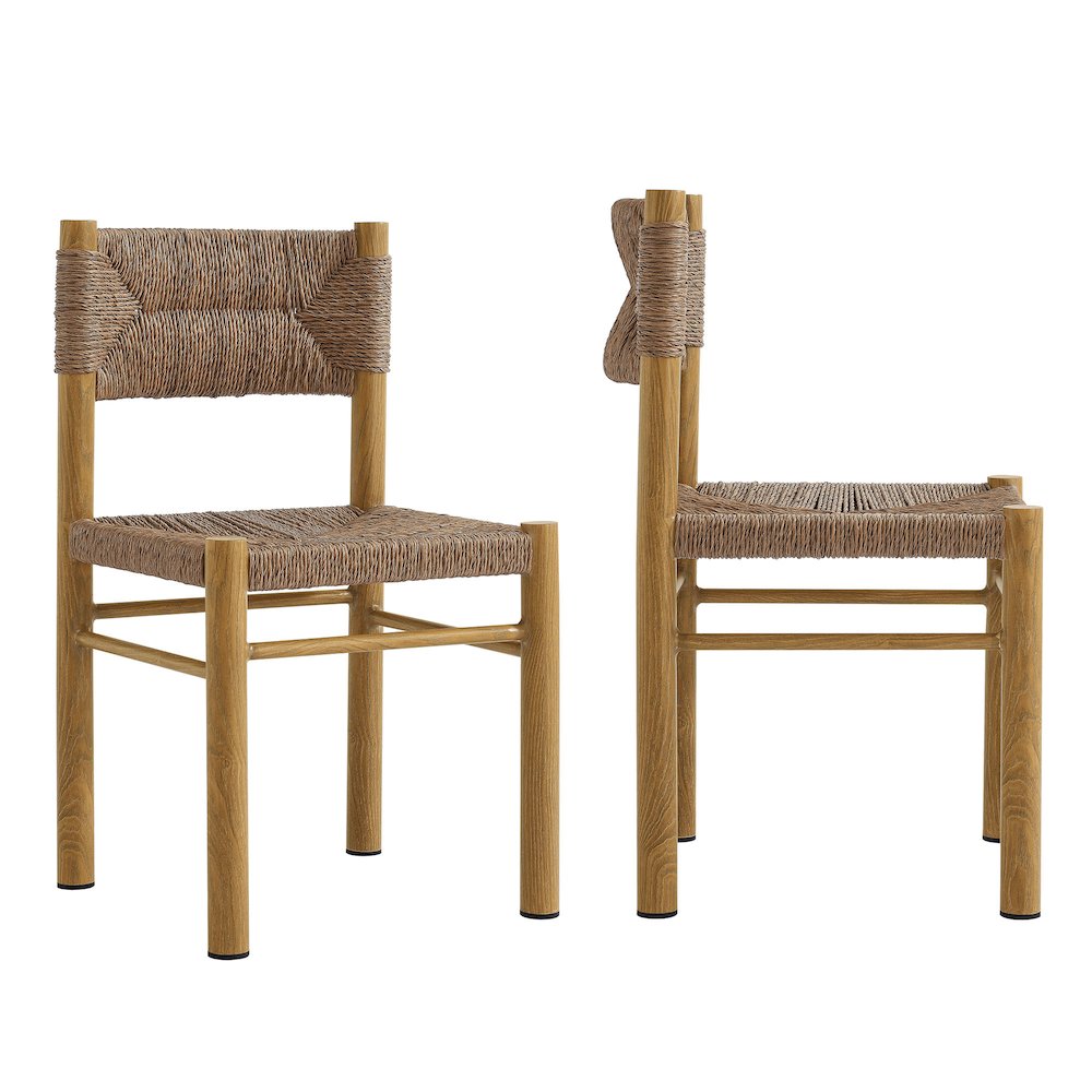 7-Piece Rectangular Outdoor Rattan and Aluminum Dining Table and Chairs Set