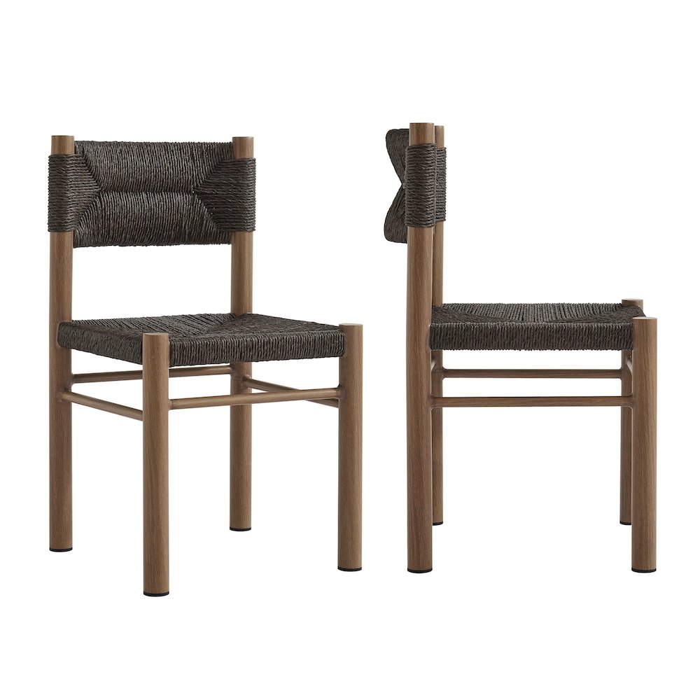 7-Piece Rectangular Outdoor Rattan and Aluminum Dining Table and Chairs Set