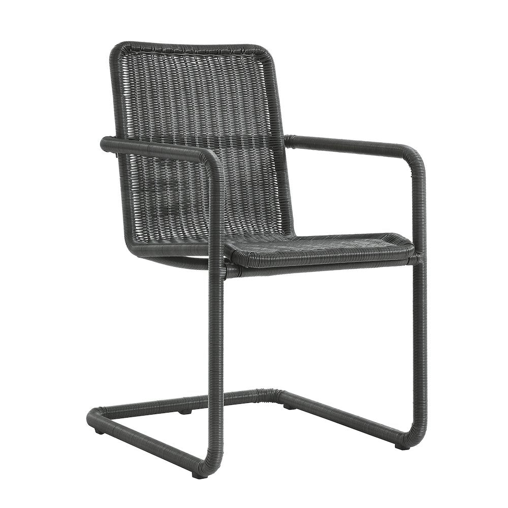 7-Piece Rectangular Outdoor Aluminum Dining Table Set with Rattan Armchairs