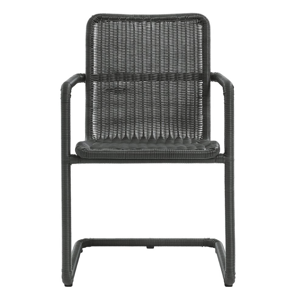 7-Piece Rectangular Outdoor Aluminum Dining Table Set with Rattan Armchairs