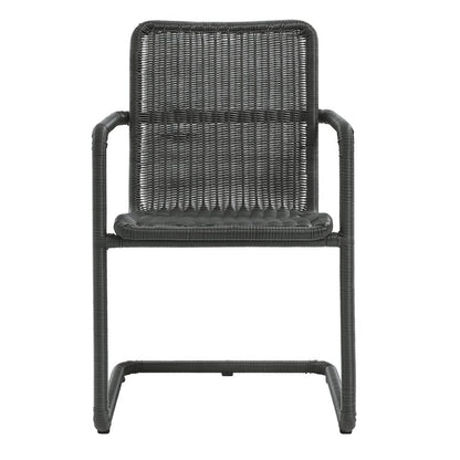 7-Piece Rectangular Outdoor Aluminum Dining Table Set with Rattan Armchairs