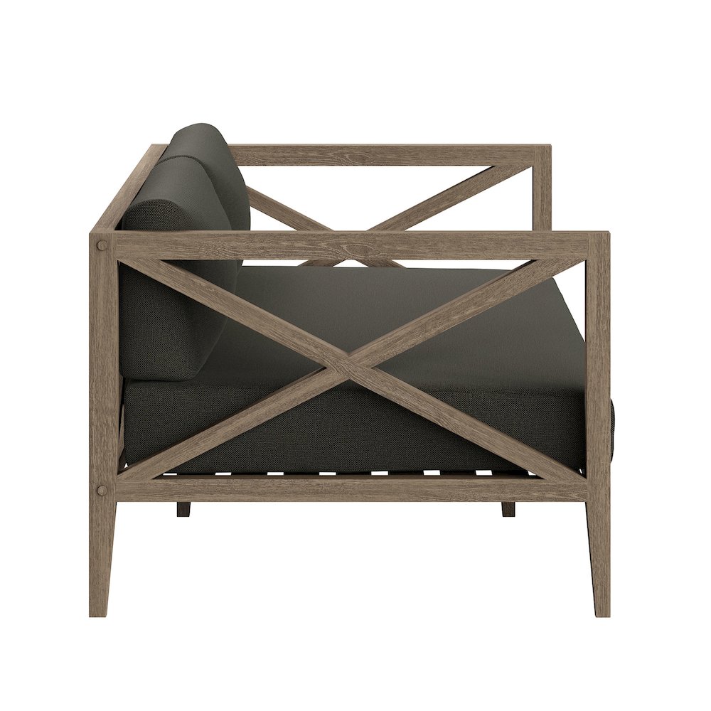 Northlake Outdoor Patio Teak Wood Loveseat and Ottoman Set