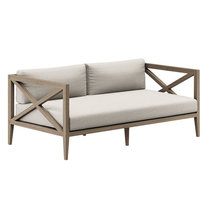 Northlake Outdoor Patio Teak Wood Loveseat and Ottoman Set