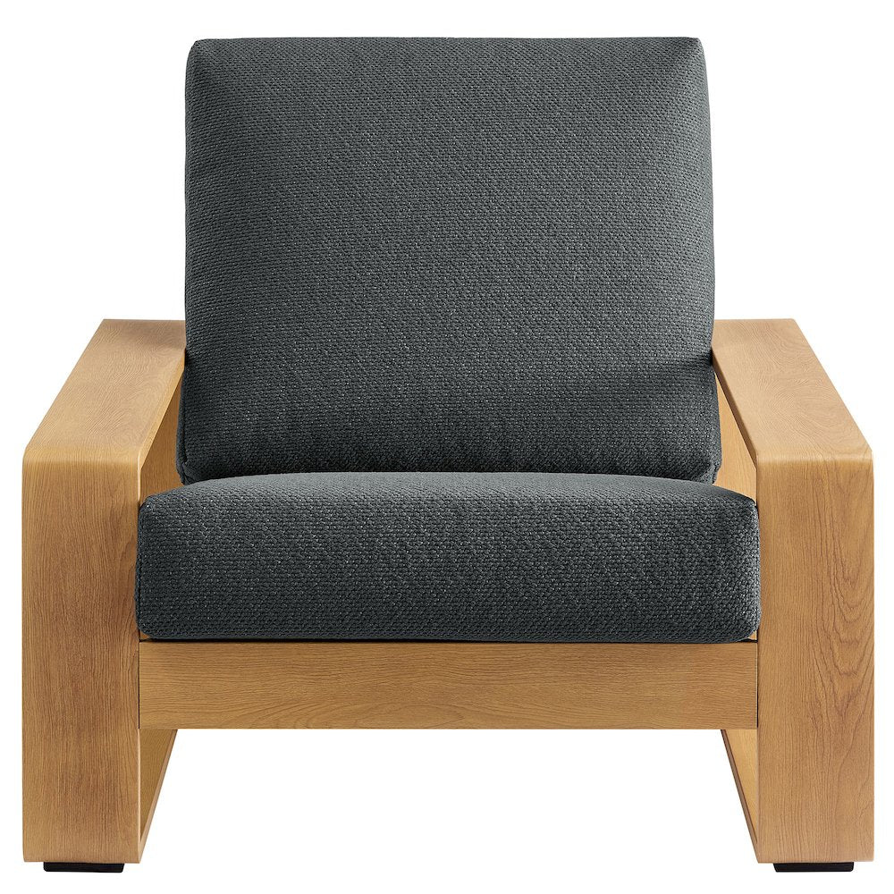 Lirienne Outdoor Patio Aluminum Faux Wood Armchairs Set of 2