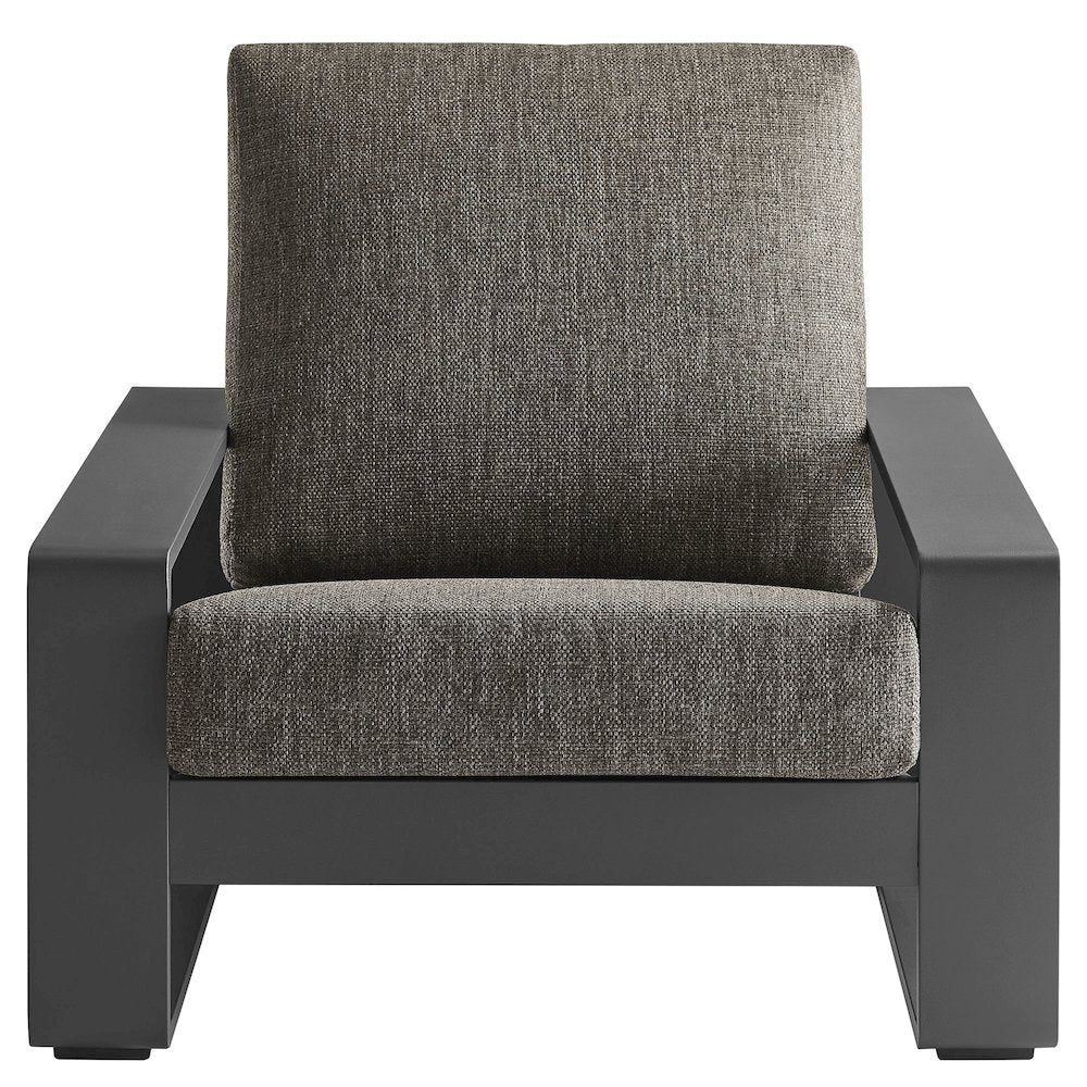 Lirienne Outdoor Patio Aluminum Faux Wood Armchairs Set of 2