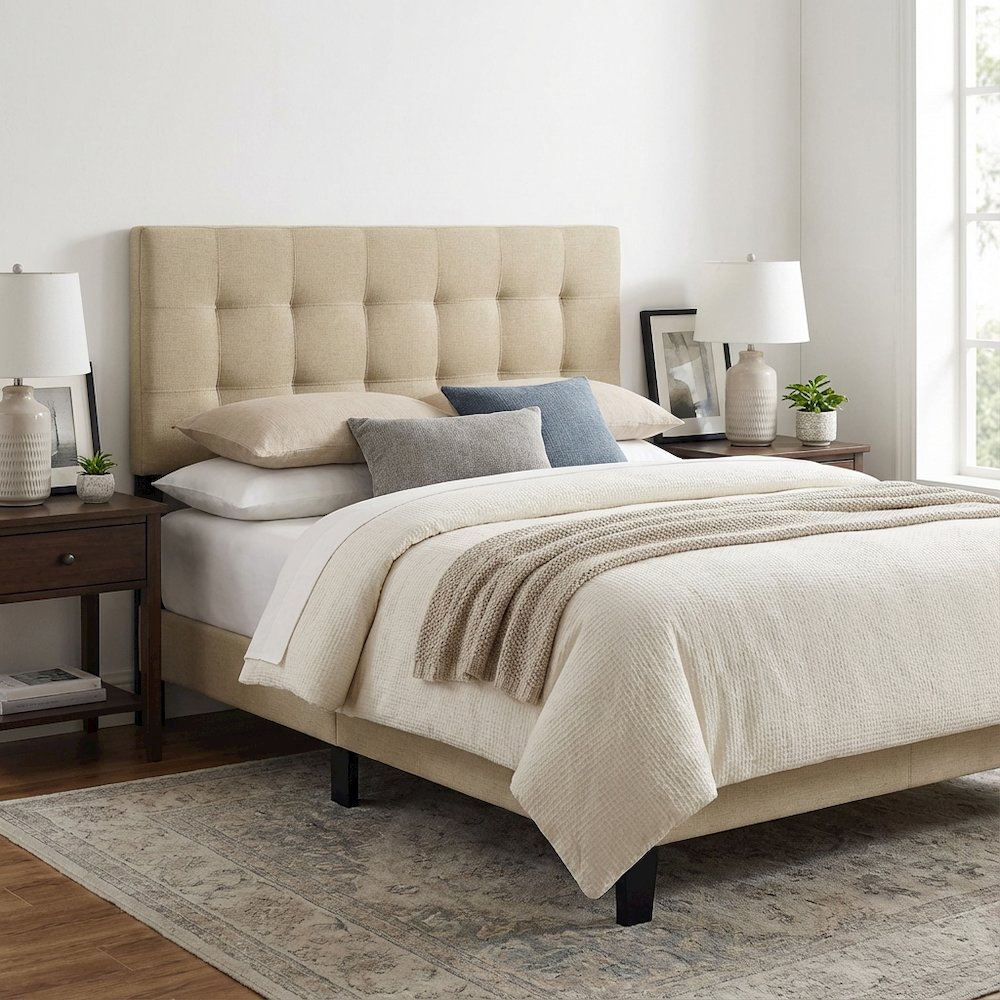 Upholstered Fabric Full Headboard with Padded Design for Comfortable Support