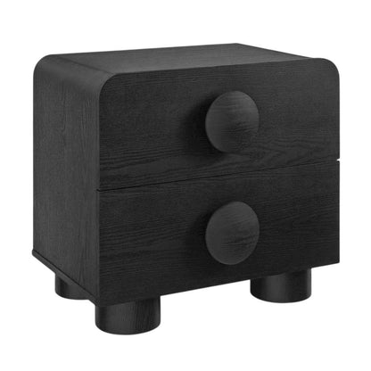 Black 2-Drawer Nightstand with Modern Design and Sturdy Construction
