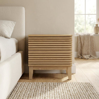Two-Drawer Nightstand in Brown Modern Finish with Stylish Design