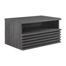 Wooden Wall-Mount Nightstand in Gray Finish with Contemporary Design