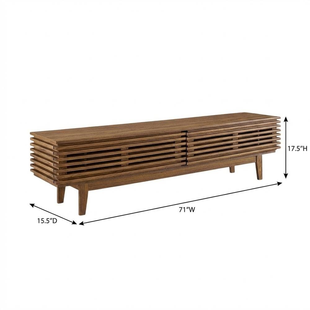 Brown wood TV stand with modern design and sturdy construction