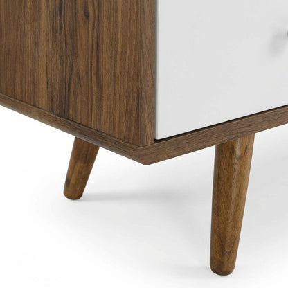Wood TV Stand with Brown Finish and Spacious Surface