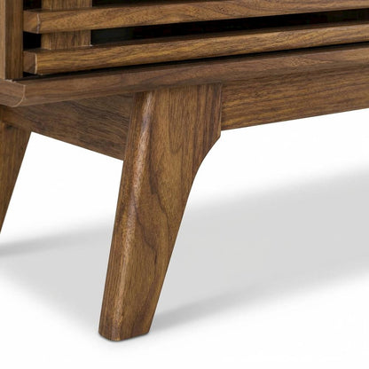 Wooden brown TV stand with 48-inch width and sleek design