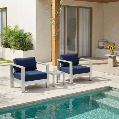 Outdoor Patio Aluminum Furniture Set - Comfortable Seat Cushions, Modern Design