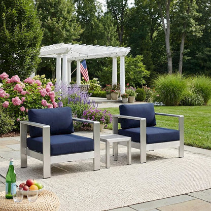 Outdoor Patio Aluminum Furniture Set - Comfortable Seat Cushions, Modern Design