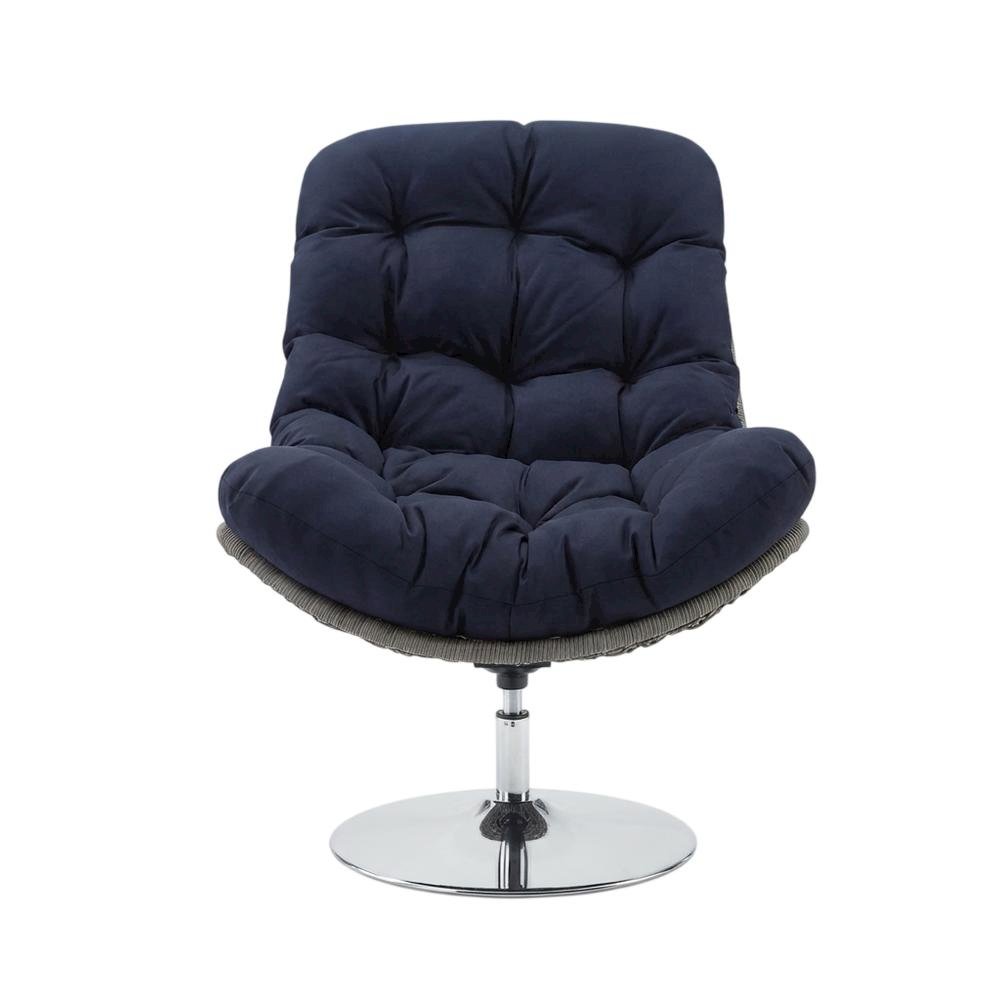 Wicker Rattan Outdoor Swivel Lounge Chair With Cushioned Seat