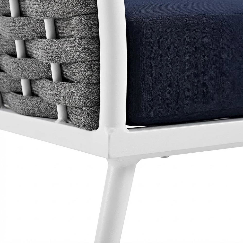 Aluminum Armchair For Outdoor Lounge With Cushioned Seat And Armrests