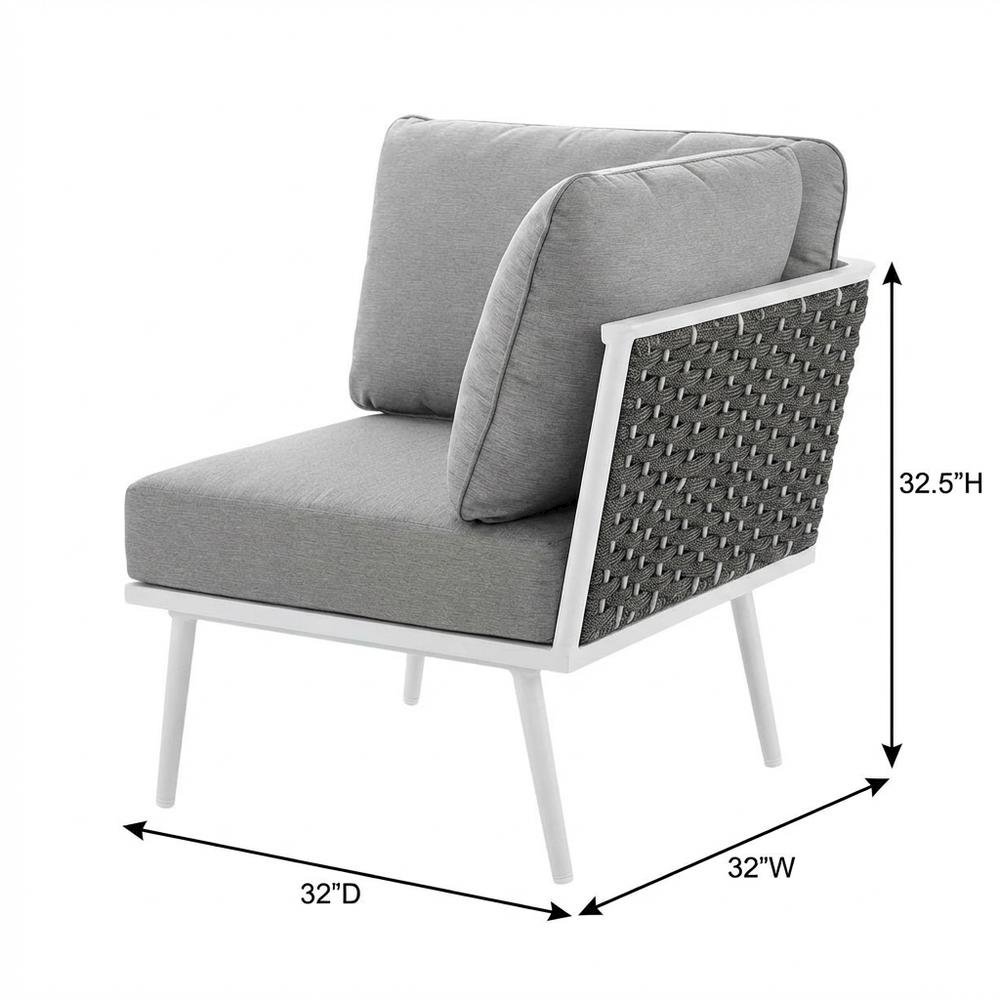 Outdoor Lounge Corner Chair With Aluminum Frame And Cushioned Seat