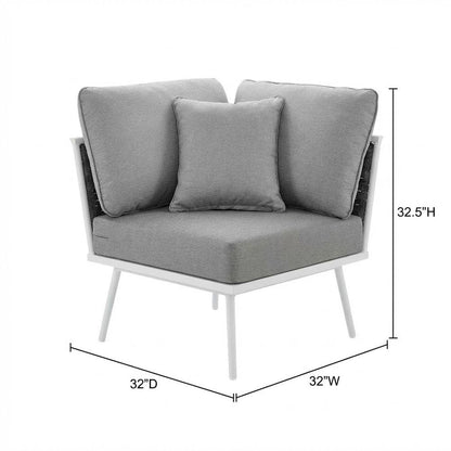 Outdoor Lounge Corner Chair With Aluminum Frame And Cushioned Seat
