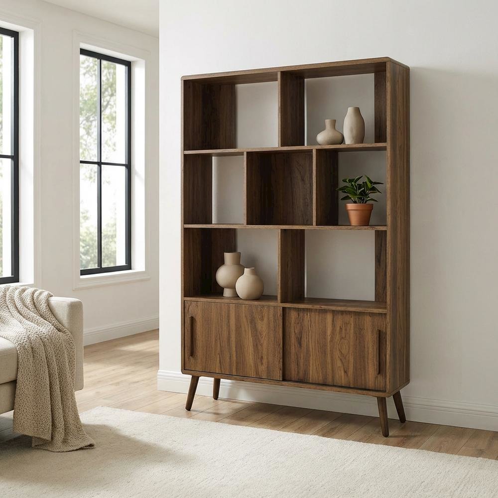 Bookcase with Sliding Doors in Modern Design for Living and Office Space