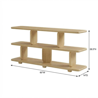 Wooden 2-Tier Bookshelf in Natural Finish with Sturdy Shelving