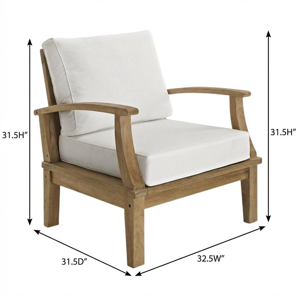 Teak Outdoor Patio Armchair With Cushions And Ergonomic Support