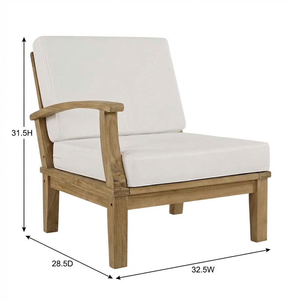 Outdoor Teak Right-Facing Sofa With Cushions And Durable Frame