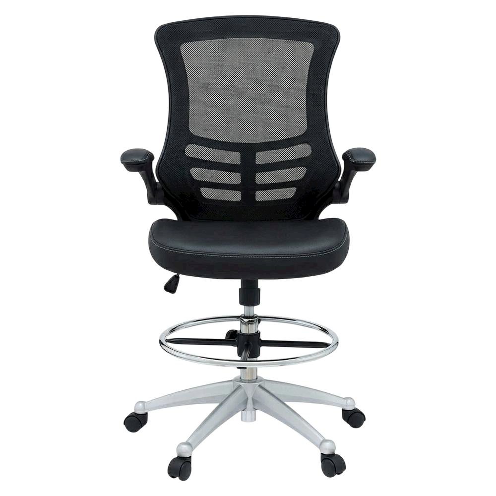 Vinyl Drafting Chair with Armrests and Adjustable Height for Office Use