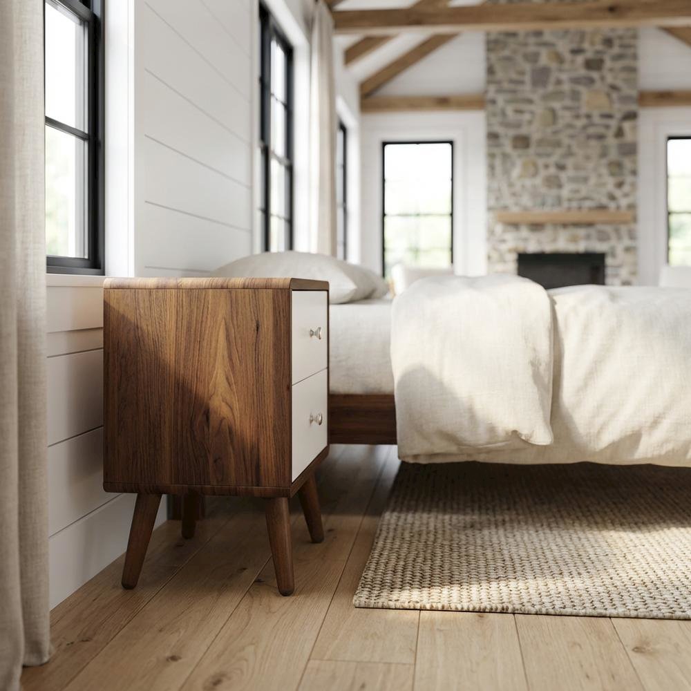 Nightstand with 2 Drawers and Compact Design