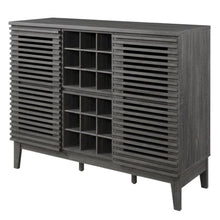 Charcoal Bar Cabinet, Bicast Leather, 46 Inch Wide, Modern Style