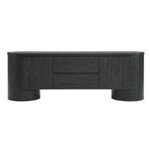 Oval Entertainment Center TV Console Cabinet with Storage and Drawers, Black