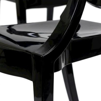 Acrylic High-Back Dining Armchairs with Arms, Black, Set of 2