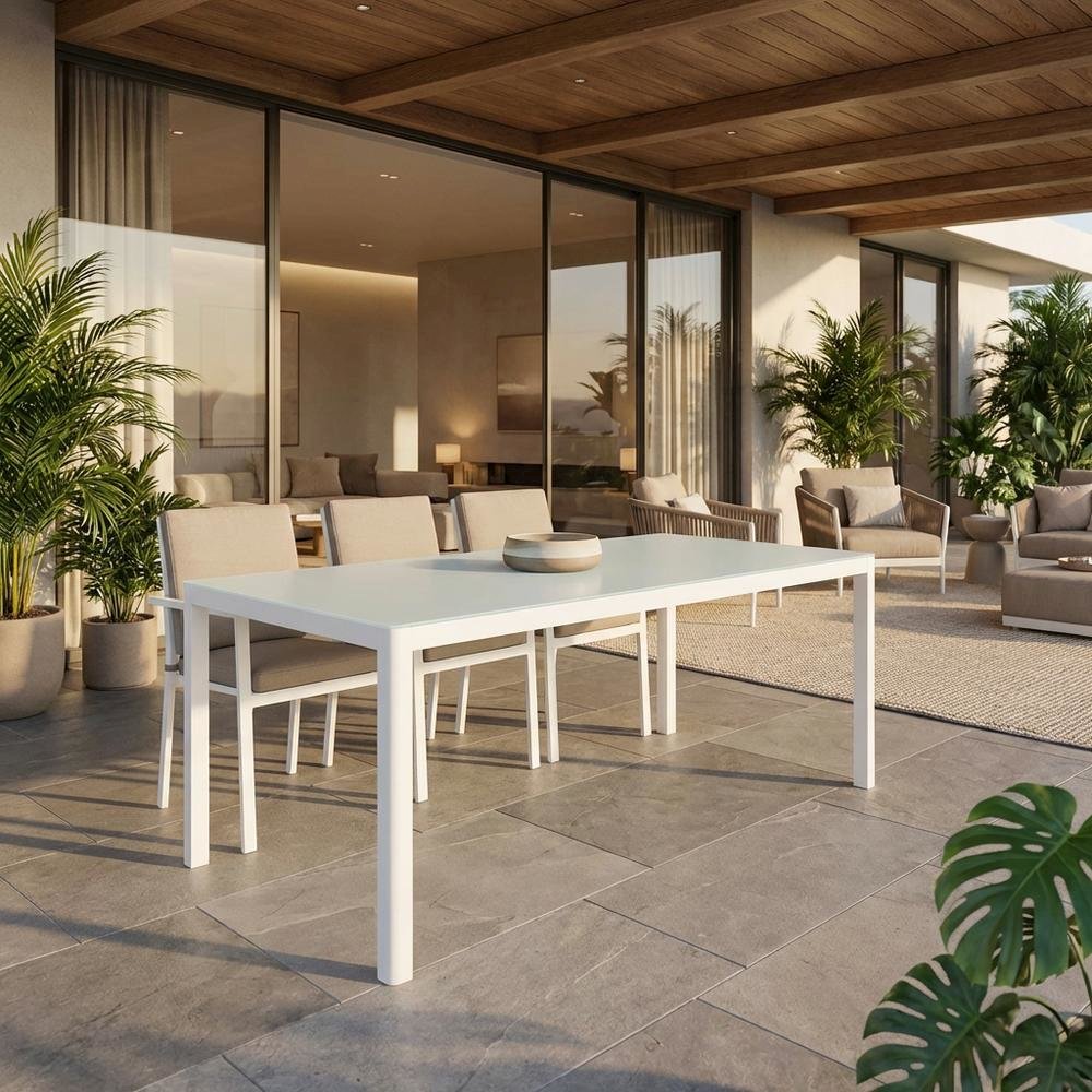 Sturdy Aluminum Outdoor Dining Table With Weatherproof Finish For Patios