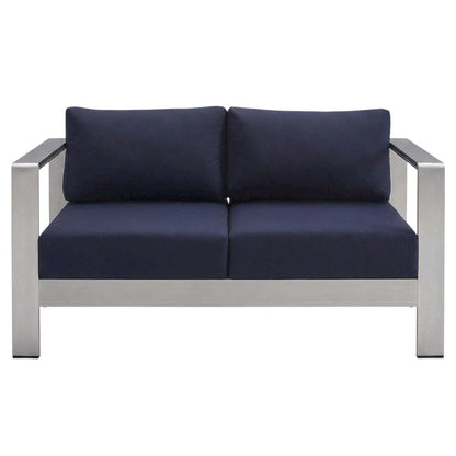 Aluminum Outdoor Loveseat with Fabric Cushions for Patio Comfort