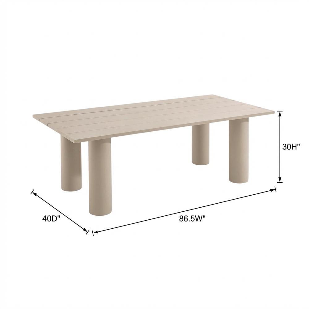 Outdoor Patio 87" Rectangular Aluminum Dining Table With Durable Frame