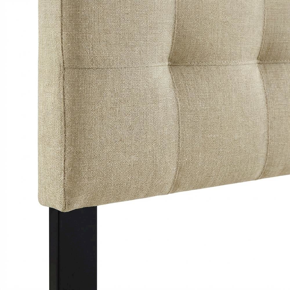 Tufted Upholstered Headboard in Linen Fabric, Elegant Design for King Bed