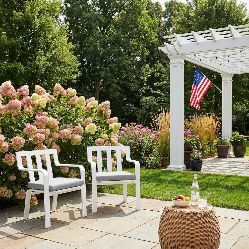 Aluminum Armchair Set For Outdoor Patio With Stackable Design, Backrest