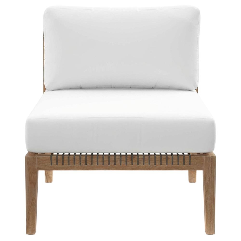 Teak Wood Outdoor Lounge Chair With Back And Seat Cushions