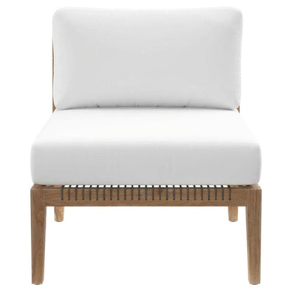 Teak Wood Outdoor Lounge Chair With Back And Seat Cushions