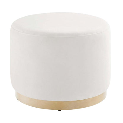 Round Performance Velvet Ottoman With Versatile Use For Living Spaces