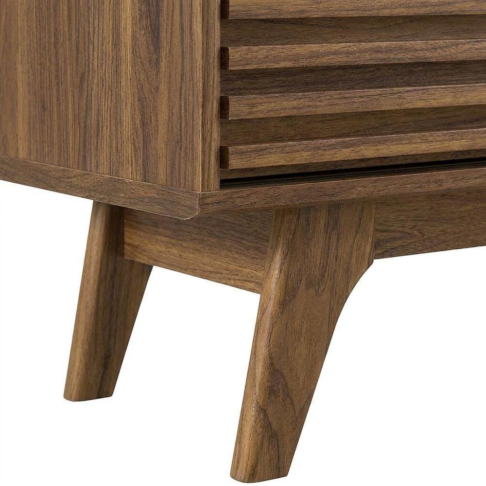 Mid-Century Modern Three-Tier Display Cabinet with Bookshelf Storage, Walnut
