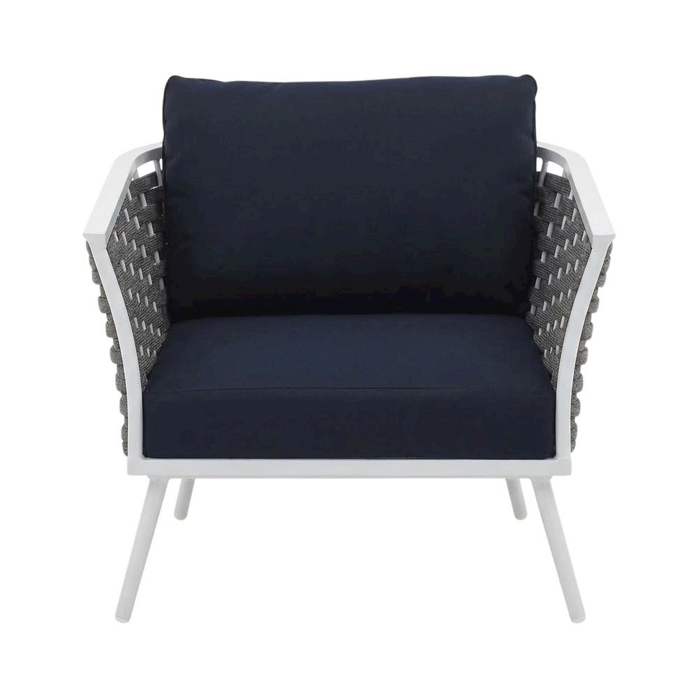 Outdoor Patio Aluminum Armchair Set Of 2 With Cushioned Seats For Garden, Deck