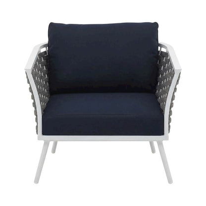 Outdoor Patio Aluminum Armchair Set Of 2 With Cushioned Seats For Garden, Deck