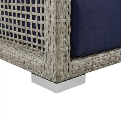 Modern Outdoor Sofa With Armrests, Weather-Resistant Fabric, And Plush Cushions