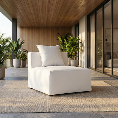 Armless Outdoor Patio Upholstered Sectional Sofa With Cushioned Seat