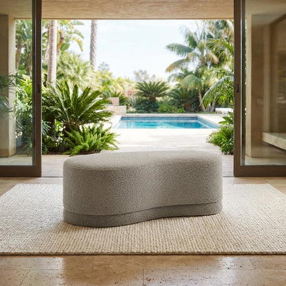 Outdoor Upholstered Ottoman Bench With Plush Cushion For Lounge Areas
