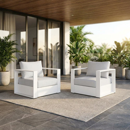 2-Piece Outdoor Aluminum Armchair Set, Powder-Coated Finish, Comfortable Cushion