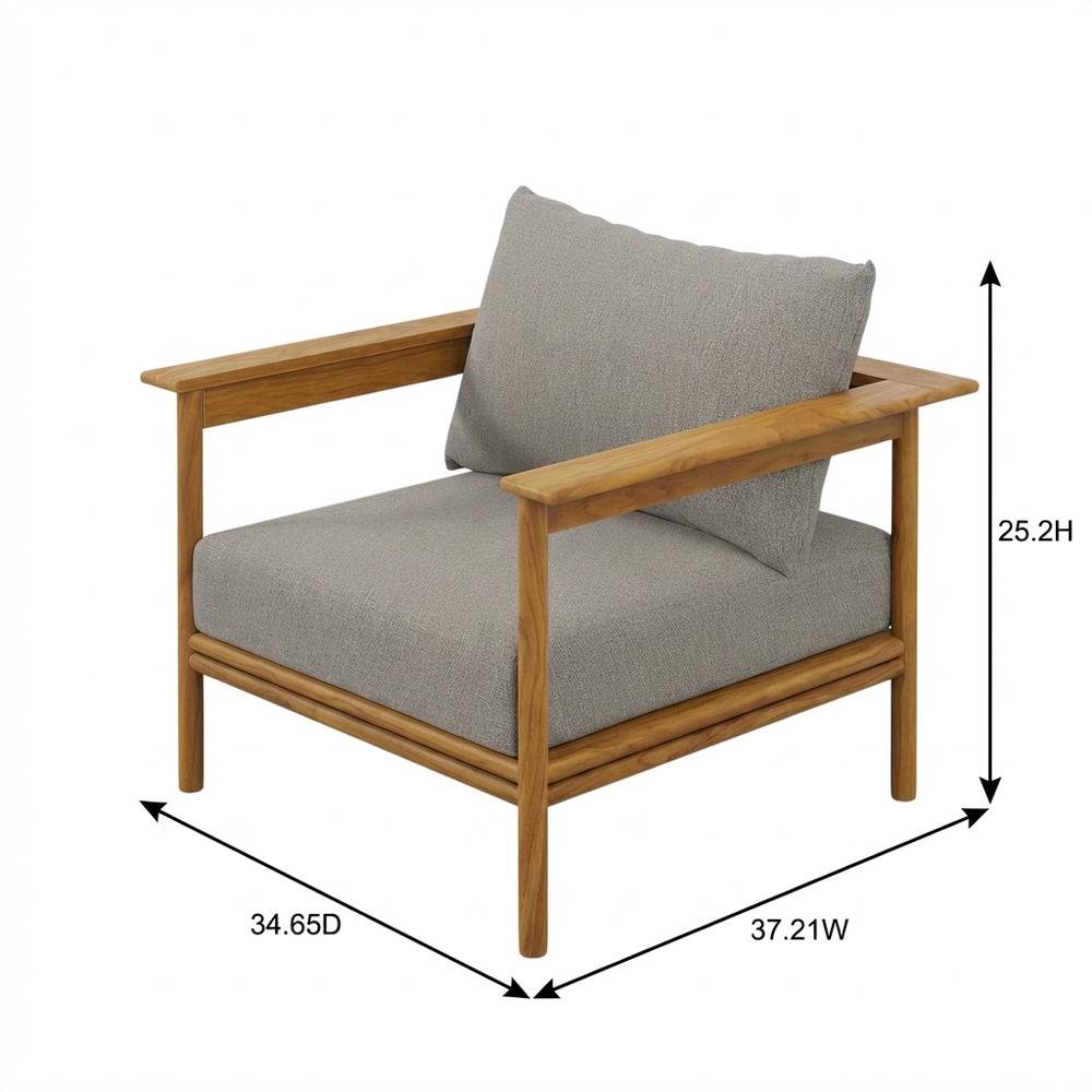 Outdoor Patio Teak Wood Armchair Set Of 2 With Durable Finish And Natural Look