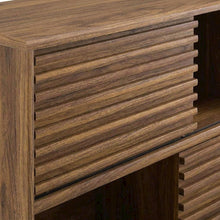 Mid-Century Modern Three-Tier Display Cabinet with Bookshelf Storage, Walnut