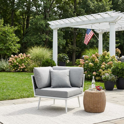 Outdoor Lounge Corner Chair With Aluminum Frame And Cushioned Seat