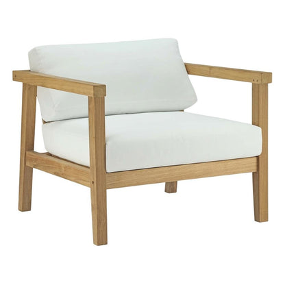 Outdoor Patio Teak Armchair With Cushioned Seating And Comfortable Back Support